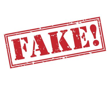 sahte! Beyaz arka plan üzerinde izole kırmızı pul