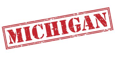 Beyaz arka plan üzerinde izole michigan kırmızı pul