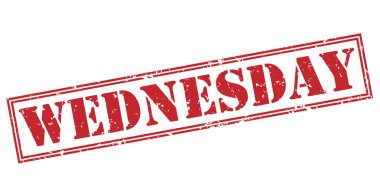 Beyaz arka plan üzerinde izole Çarşamba kırmızı pul