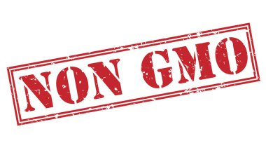 Beyaz arka plan üzerinde izole olmayan GDO kırmızı pul