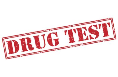 Beyaz arka plan üzerinde izole uyuşturucu testi kırmızı pul