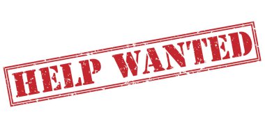 Beyaz arka plan üzerinde izole kırmızı damga yardım istedi