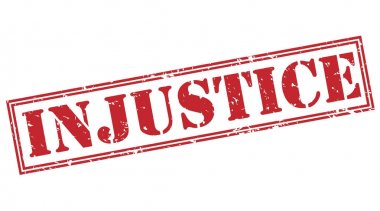 Beyaz arka plan üzerinde izole adaletsizlik kırmızı pul