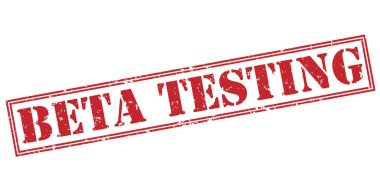 Beta test beyaz arka plan üzerinde izole kırmızı pul