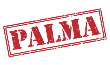 Beyaz arka plan üzerinde izole palma kırmızı pul