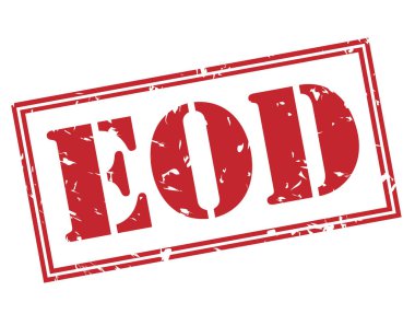 Beyaz arka plan üzerinde izole eod kırmızı pul