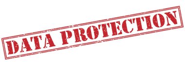 Beyaz arka plan üzerinde izole veri koruma kırmızı pul