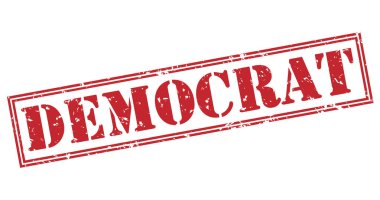 Beyaz arka plan üzerinde izole Demokrat kırmızı pul