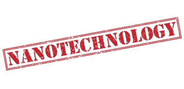 Beyaz arka plan üzerinde izole nanoteknoloji kırmızı pul