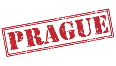 Beyaz arka plan üzerinde izole Prag kırmızı pul