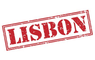 Beyaz arka plan üzerinde izole Lizbon kırmızı pul