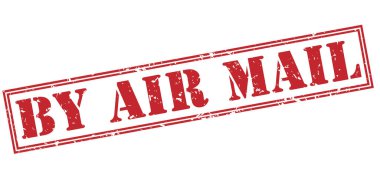 Beyaz arka plan üzerinde izole hava posta kırmızı damga tarafından