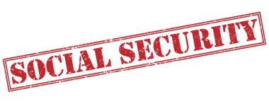 Beyaz arka plan üzerinde izole sosyal güvenlik kırmızı pul