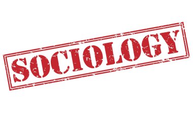 Beyaz arka plan üzerinde izole Sosyoloji kırmızı pul