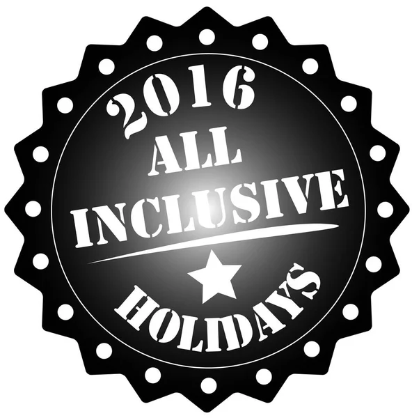 All Inclusive Vakantie 2016 Zwarte Stempel Witte Achtergrond — Stockfoto