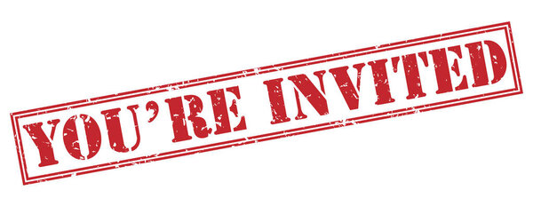 youre invited red stamp isolated on white background