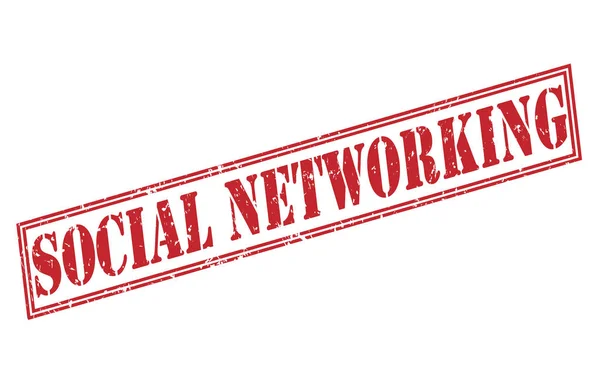 Social Networking Timbro Rosso Sfondo Bianco — Foto Stock