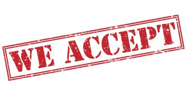 Beyaz arka plan üzerinde izole kırmızı pul kabul ediyoruz