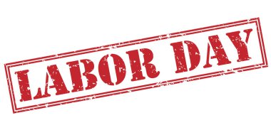 Beyaz arka plan üzerinde izole İşçi Bayramı kırmızı pul