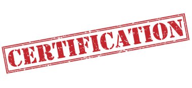 Beyaz arka plan üzerinde izole sertifika kırmızı pul