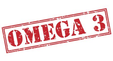 Omega 3 beyaz arka plan üzerinde izole kırmızı pul