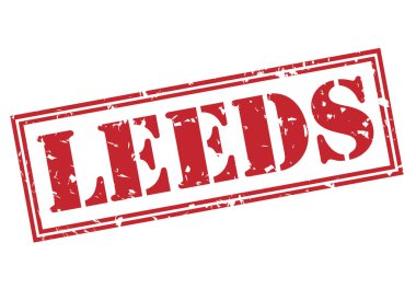 Beyaz arka plan üzerinde izole leeds kırmızı pul