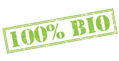 Beyaz arka plan üzerinde izole % 100 biyolojik yeşil pul