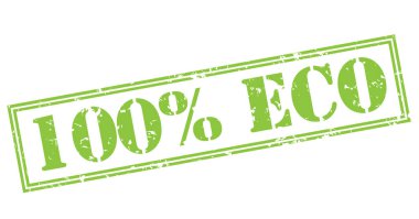 Beyaz arka plan üzerinde izole % 100 eko yeşil pul