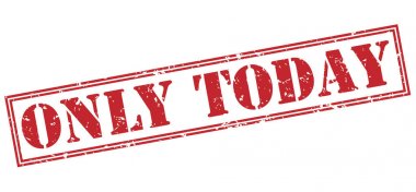 Sadece bugün kırmızı pul beyaz arka plan üzerinde izole