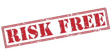 Beyaz arka plan üzerinde izole risk ücretsiz kırmızı pul