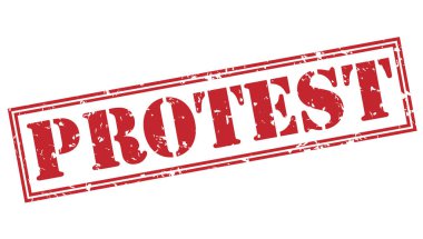 Beyaz arka plan üzerinde izole kırmızı pul protesto