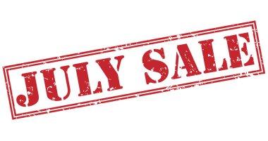 Beyaz arka plan üzerinde izole Temmuz Satılık kırmızı pul