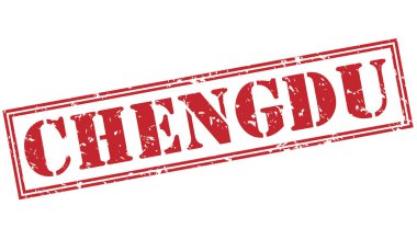 Beyaz arka plan üzerinde izole chengdu kırmızı pul