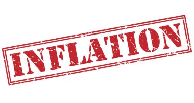 Beyaz arka plan üzerinde izole enflasyon kırmızı pul