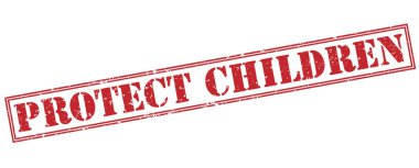 beyaz zemin üzerine kırmızı pul izole çocukları korumak