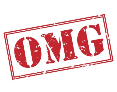 Beyaz arka plan üzerinde izole omg kırmızı pul