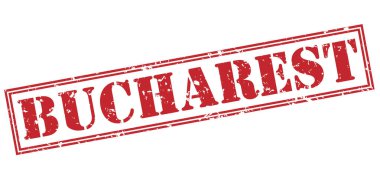 Beyaz arka plan üzerinde izole Bükreş kırmızı pul