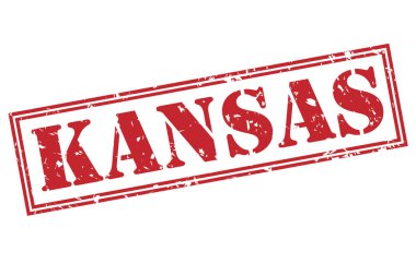 Beyaz arka plan üzerinde izole kansas kırmızı pul
