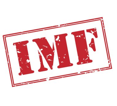 Beyaz arka plan üzerinde izole IMF kırmızı pul