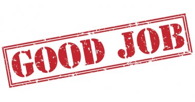 Beyaz arka plan üzerinde izole iyi iş kırmızı pul