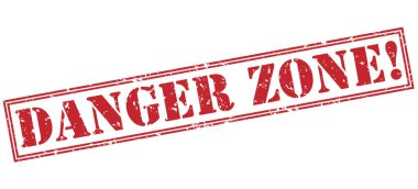 tehlikeli bölge! Beyaz arka plan üzerinde izole kırmızı pul