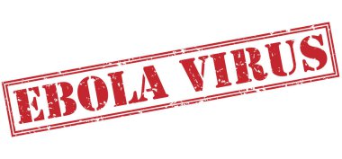 Beyaz arka plan üzerinde izole ebola virüsü kırmızı pul