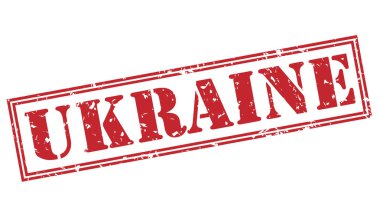 Beyaz arka plan üzerinde izole Ukrayna kırmızı pul