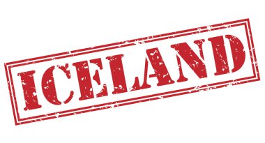 Beyaz arka plan üzerinde izole İzlanda kırmızı pul