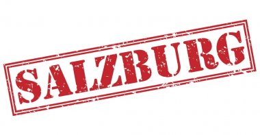 beyaz zemin üzerine kırmızı Salzburg damgası