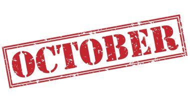 Beyaz arka plan üzerinde Ekim kırmızı pul