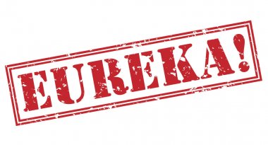 Eureka! beyaz zemin üzerine kırmızı pul