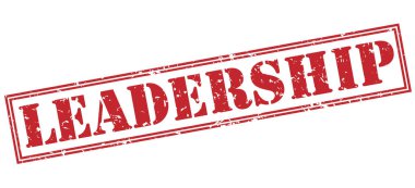 beyaz zemin üzerine kırmızı liderlik damgası