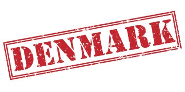 Danimarka kırmızı pul beyaz arka plan üzerinde
