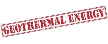 Beyaz arka plan üzerinde izole jeotermal enerji kırmızı pul